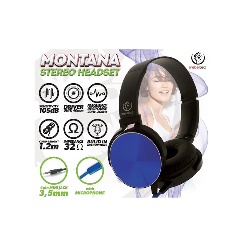 Rebeltec Wired Headset Montana with Microphone Black Rebeltec Wired Headset Montana with Microphone Black