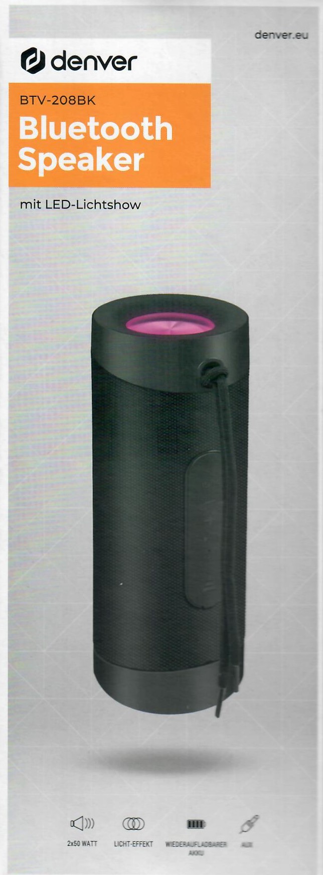 Denver tragbarer Bluetooth Lautsprecher BTV-208BK