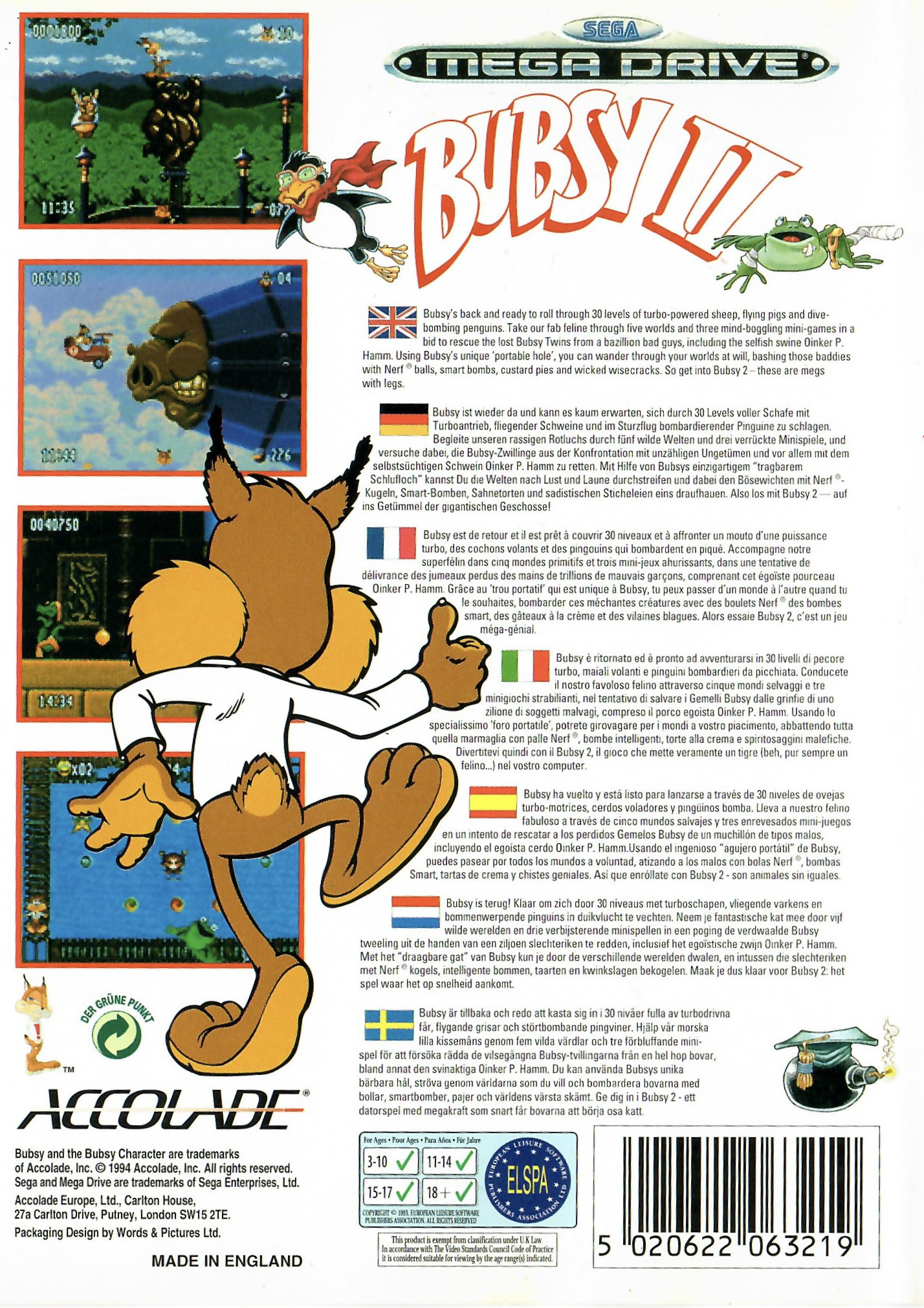 Bubsy II Sega Mega Drive Bubsy II Sega Mega Drive