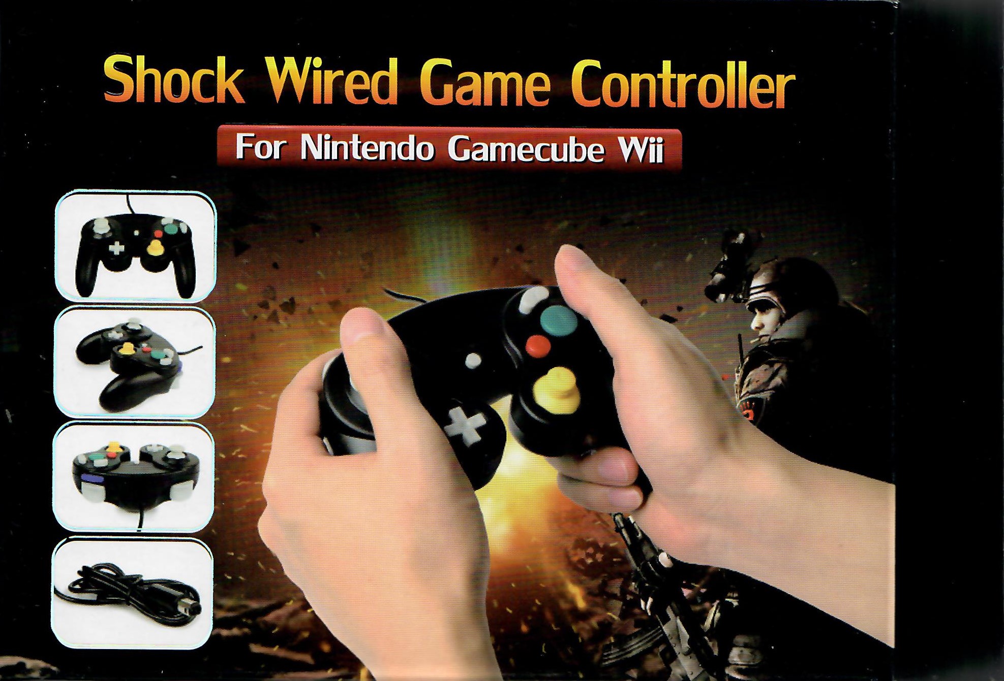 Shock Wired Game Contoller Schwarz Für Nintendo Gamecube / Wii
