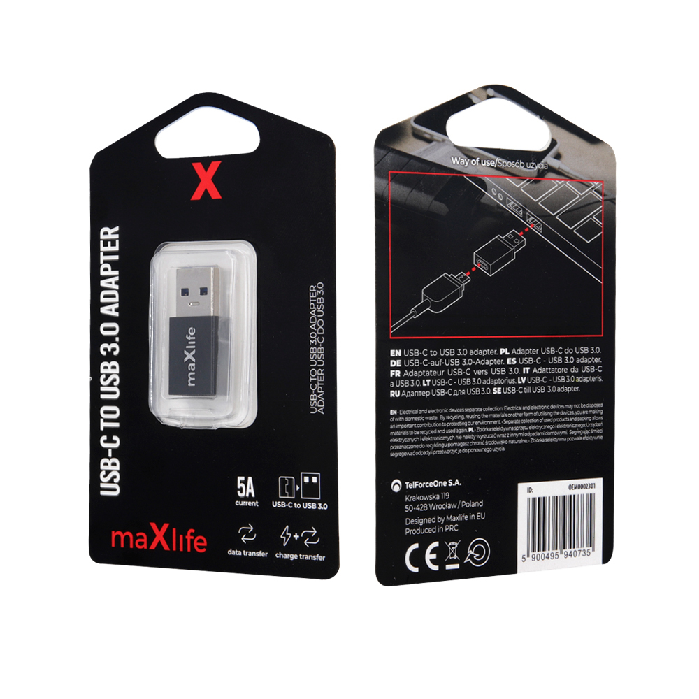 Maxlife USB-C To USB 3.0 Adapter 5A