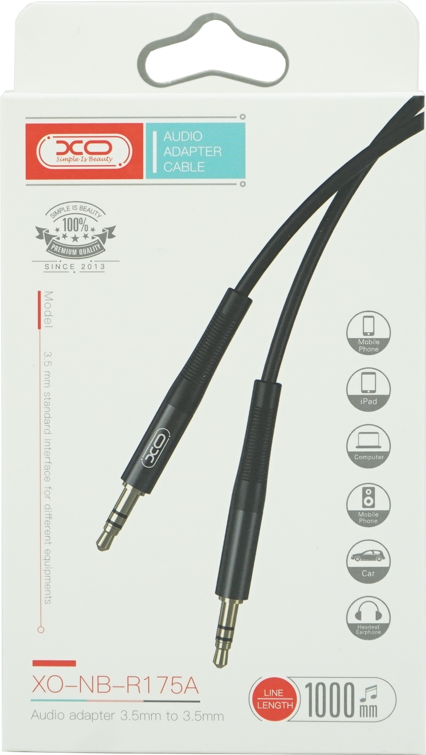 XO cable audio NB-R175A jack 3,5mm - jack 3,5mm 1,0 m