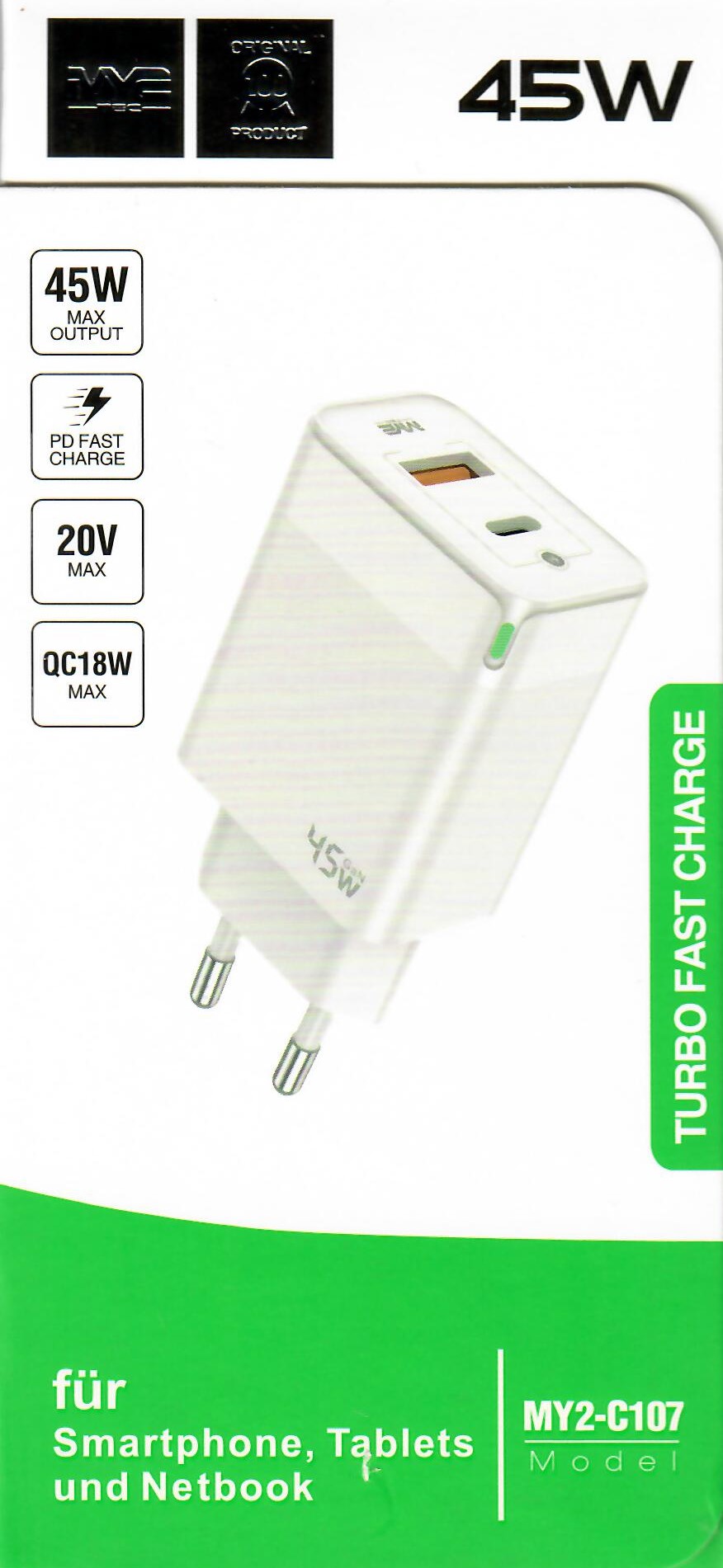 M2 TEC Turbo Fast Charge 45W Ladegerät M-4124