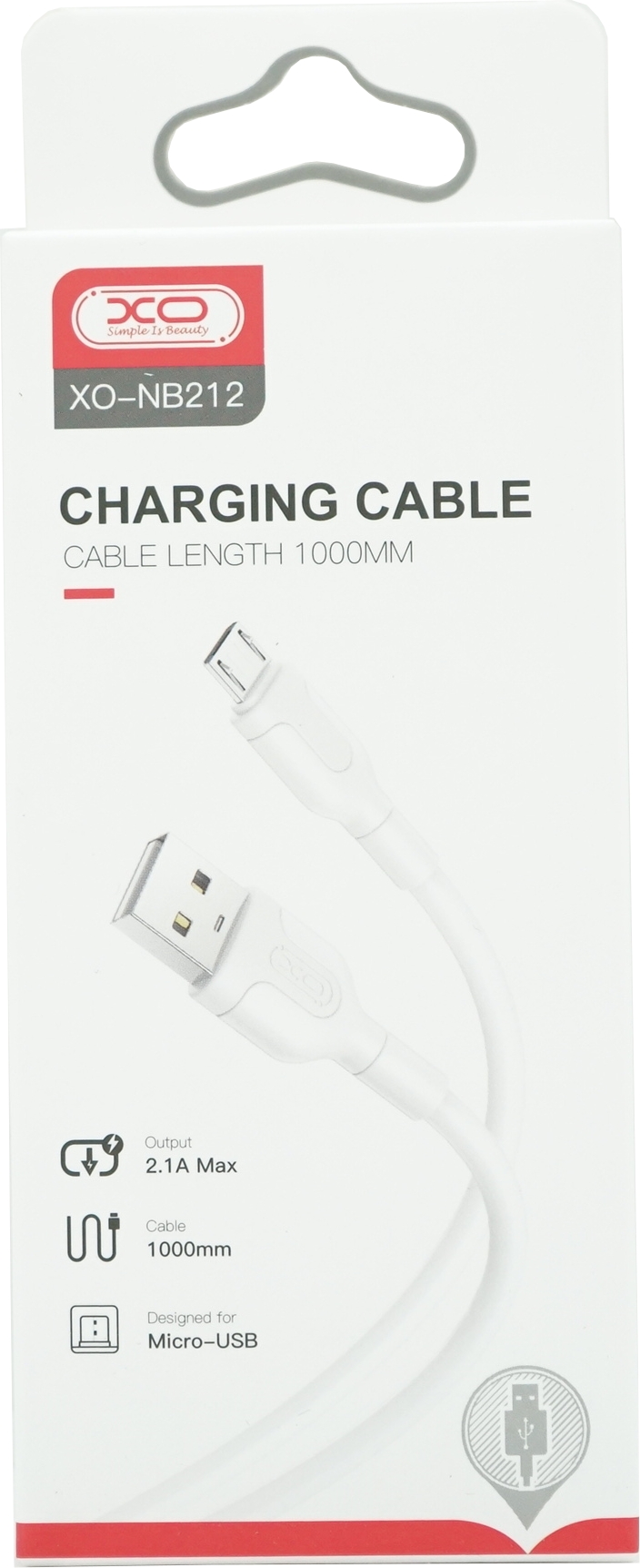 XO cable NB212 USB - microUSB 1,0 m 2,1A white
