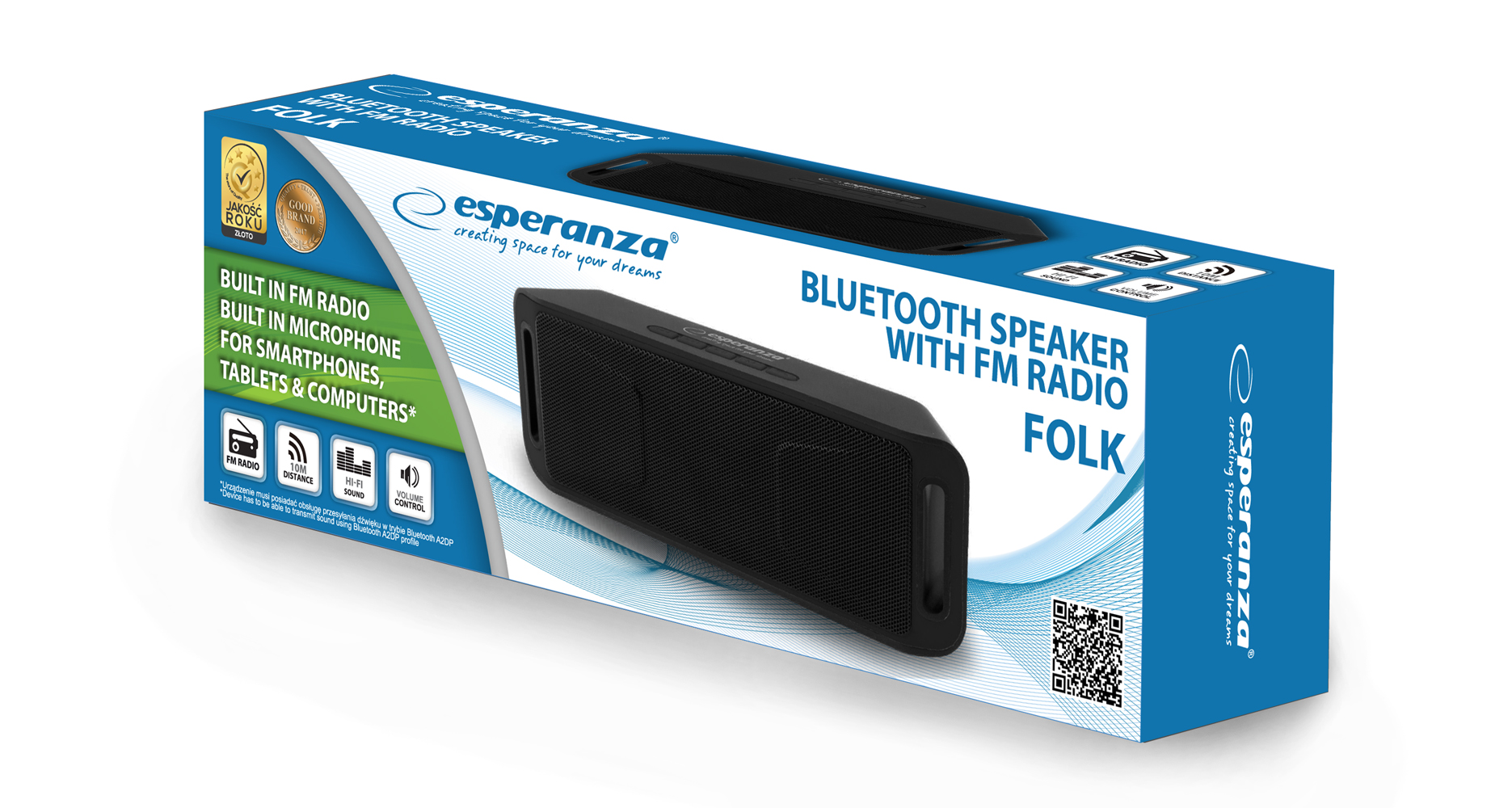 Esperanza Bluetooth Speaker With FM Radio FOLK EP126KK Esperanza Bluetooth Speaker With FM Radio FOLK EP126KK