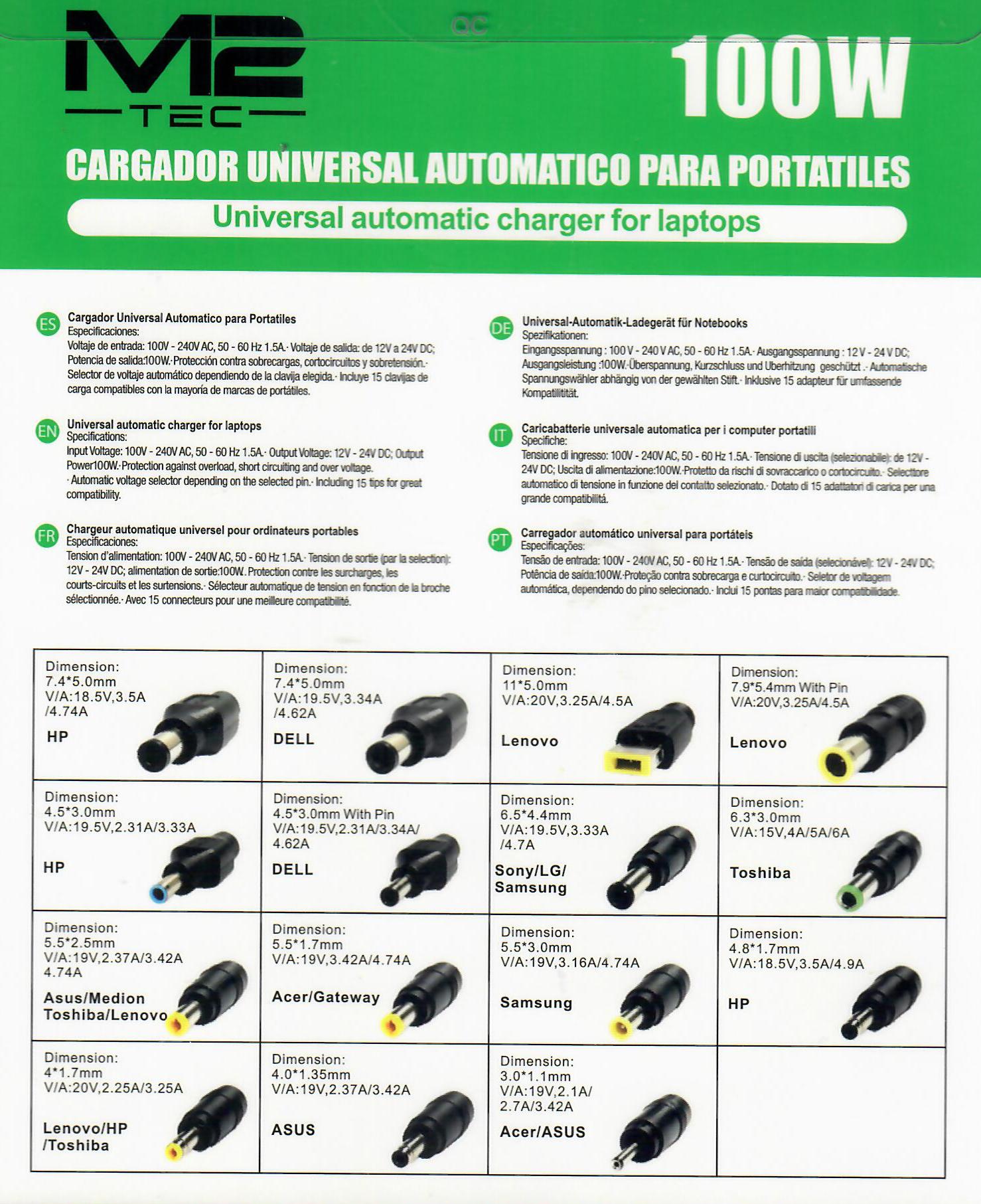 M2 TEC Universal Ladekabel 100W V-6659 M2 TEC Universal Ladekabel 100W V-6659