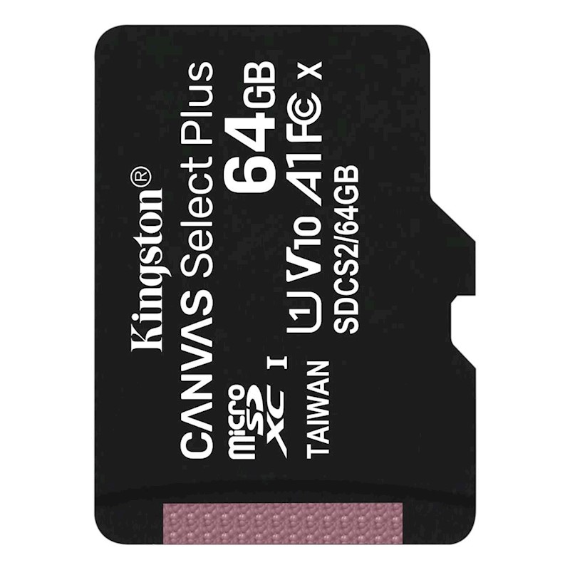 Kingston memory card 64GB MicroSDXC Canvas Select Plus 10 UHS-I 100 MB/s