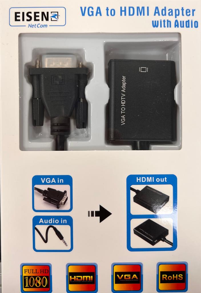 Eisenz VGA zu HDMI Adapter mit Audio