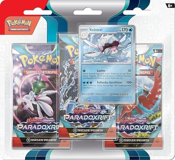 Pokemon TCG Karmesin & Purpur KP04 Paradoxrift 3-Pack-Blister