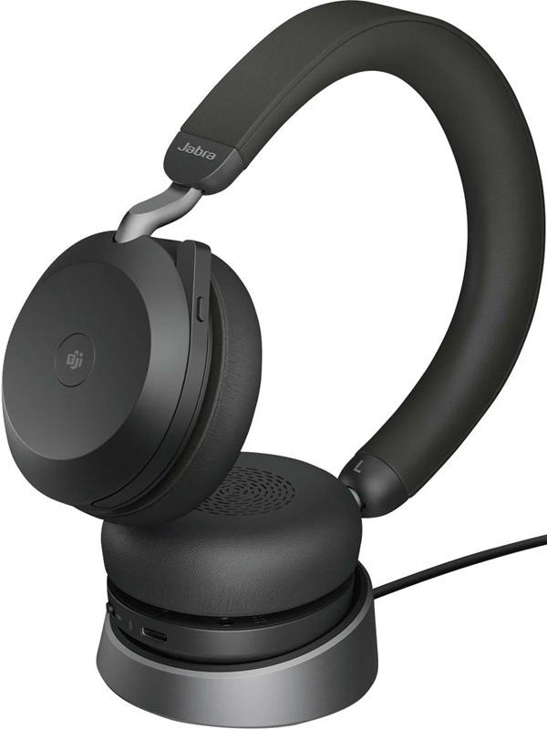 Jabra Evolve2 75 kabelloses Bluetooth Headset inkl. Ladestation Schwarz