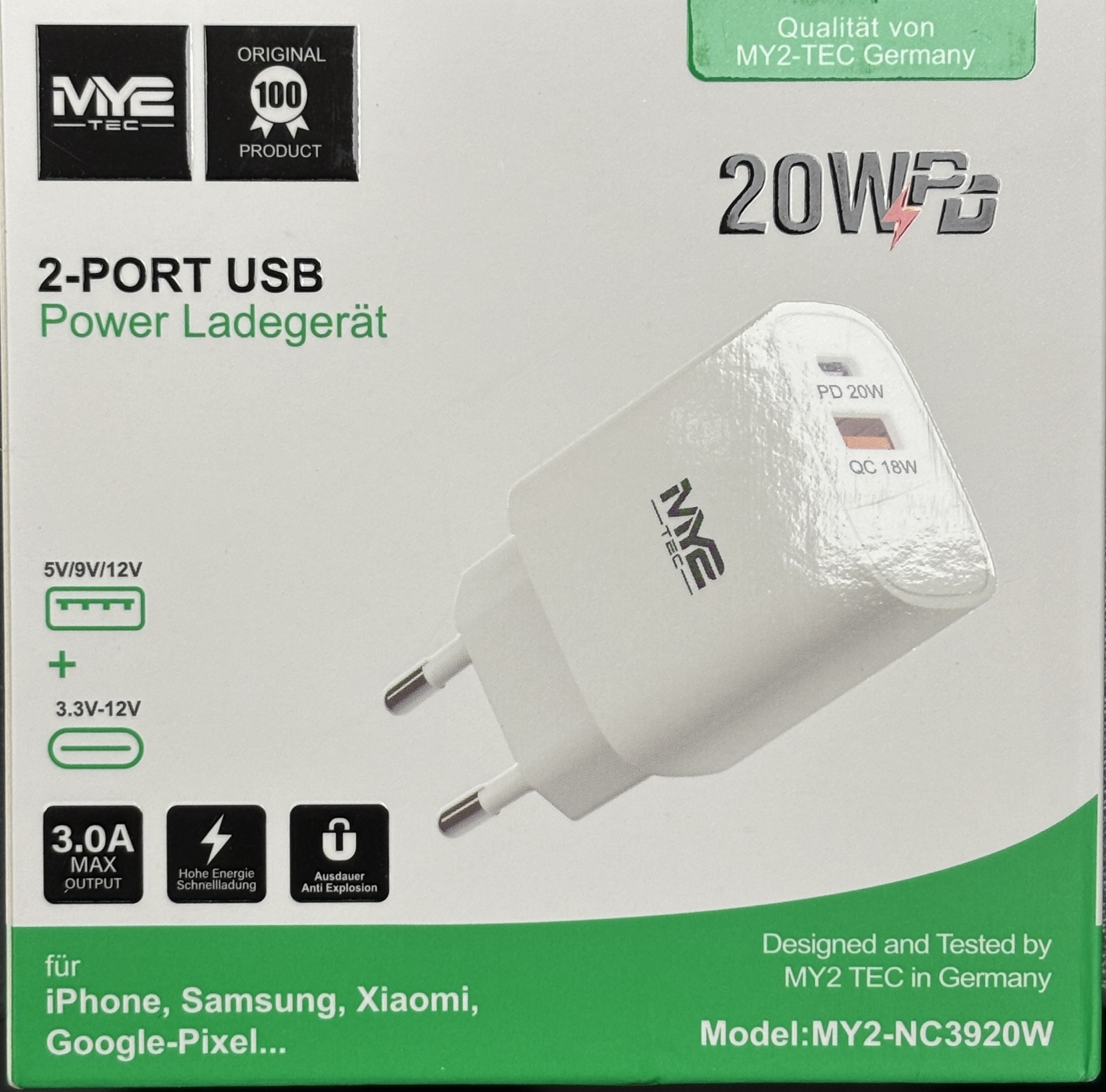 M2 TEC 2-Port Fast Charger 20W 3.0A