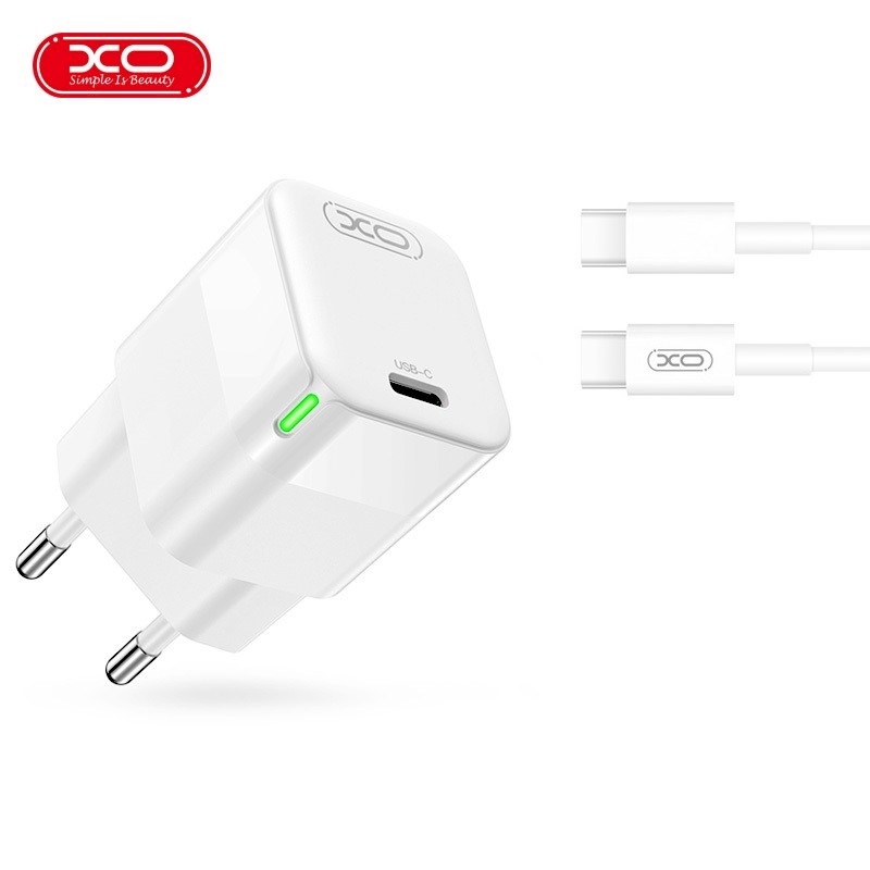 XO 30W Adapter Quick Charger 30W Type-C + Type-C to Type-C Cable