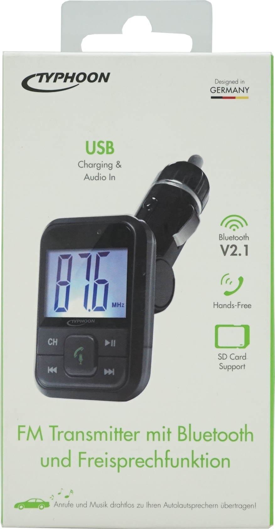 Typhoon FM Transmitter mit Bluetooth und Freisprechfunktion