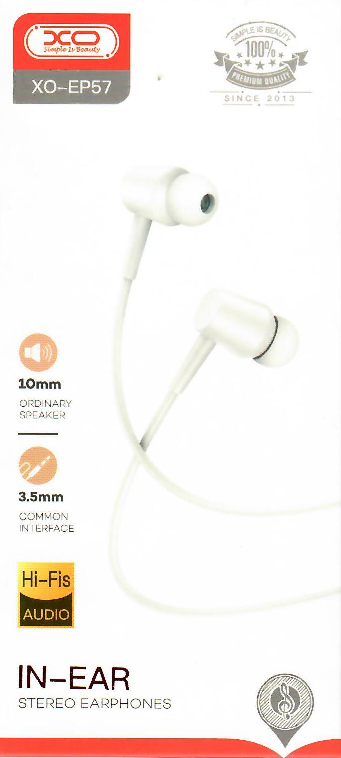 XO Wired In-Ear Earphones EP57 jack 3,5mm White