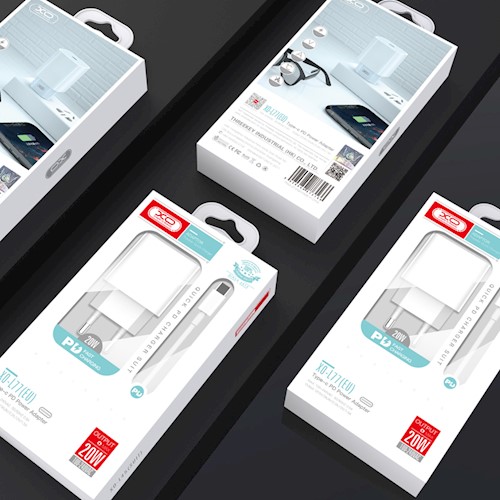 XO Ladegerät L77 PD 20W 1x USB-C White + Lightning - USB-C cable
