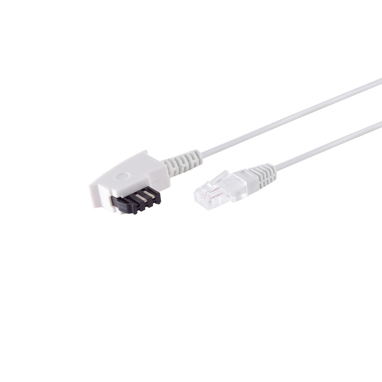 DSL /  VDSL Routerkabel TAE-F Adapterkabel RJ-45 8/2 Weiß 3m