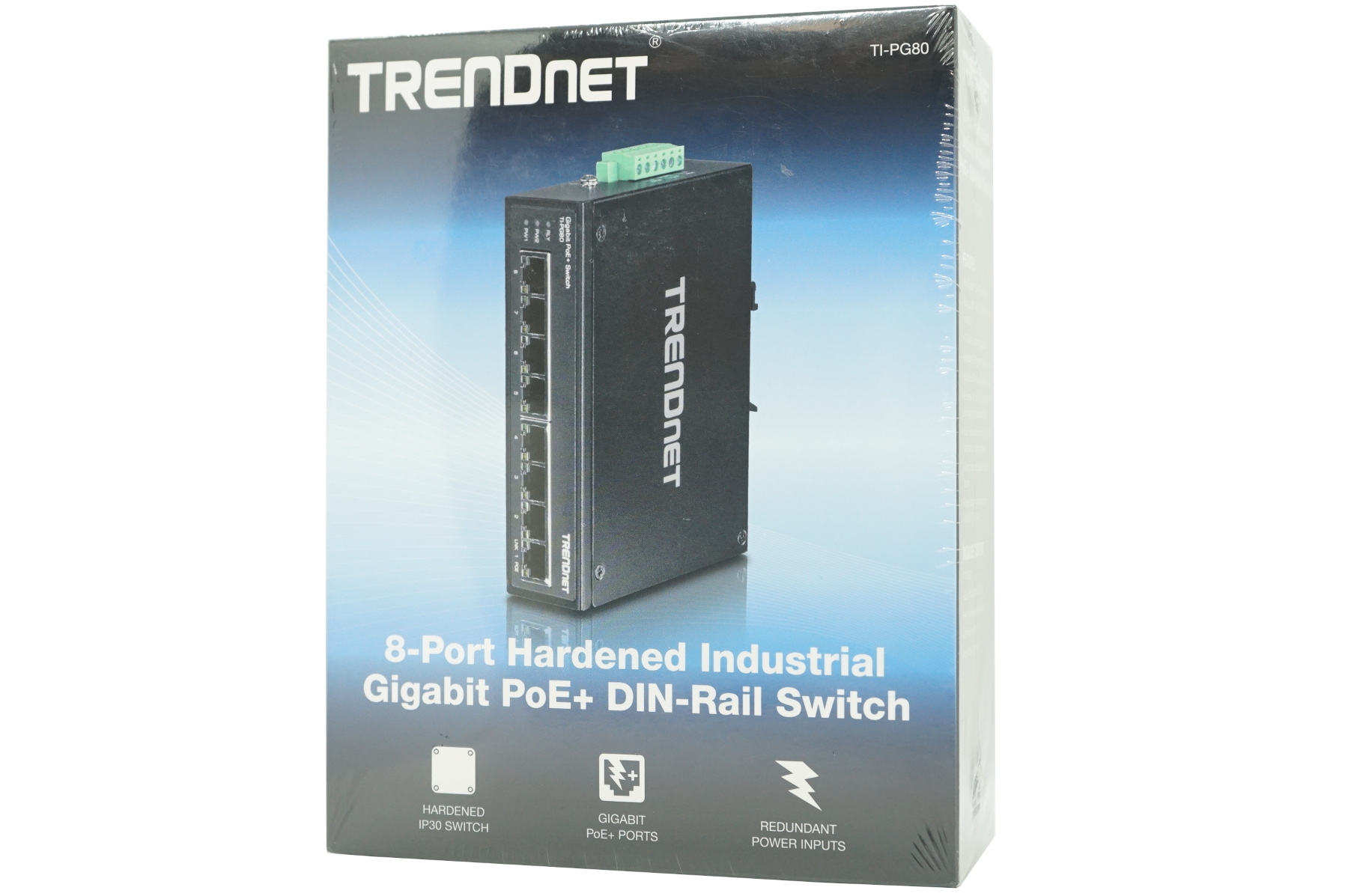 TRENDNET TI-PG80 8-Port Hardened Industrial Gigabit PoE+ DIN-Rail Switch