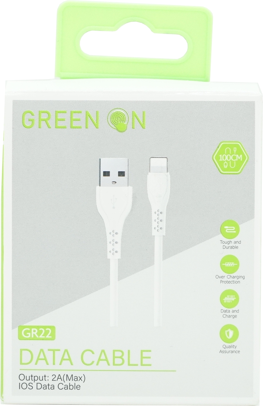 Green On IOS Data Cable lightning USB A 2A