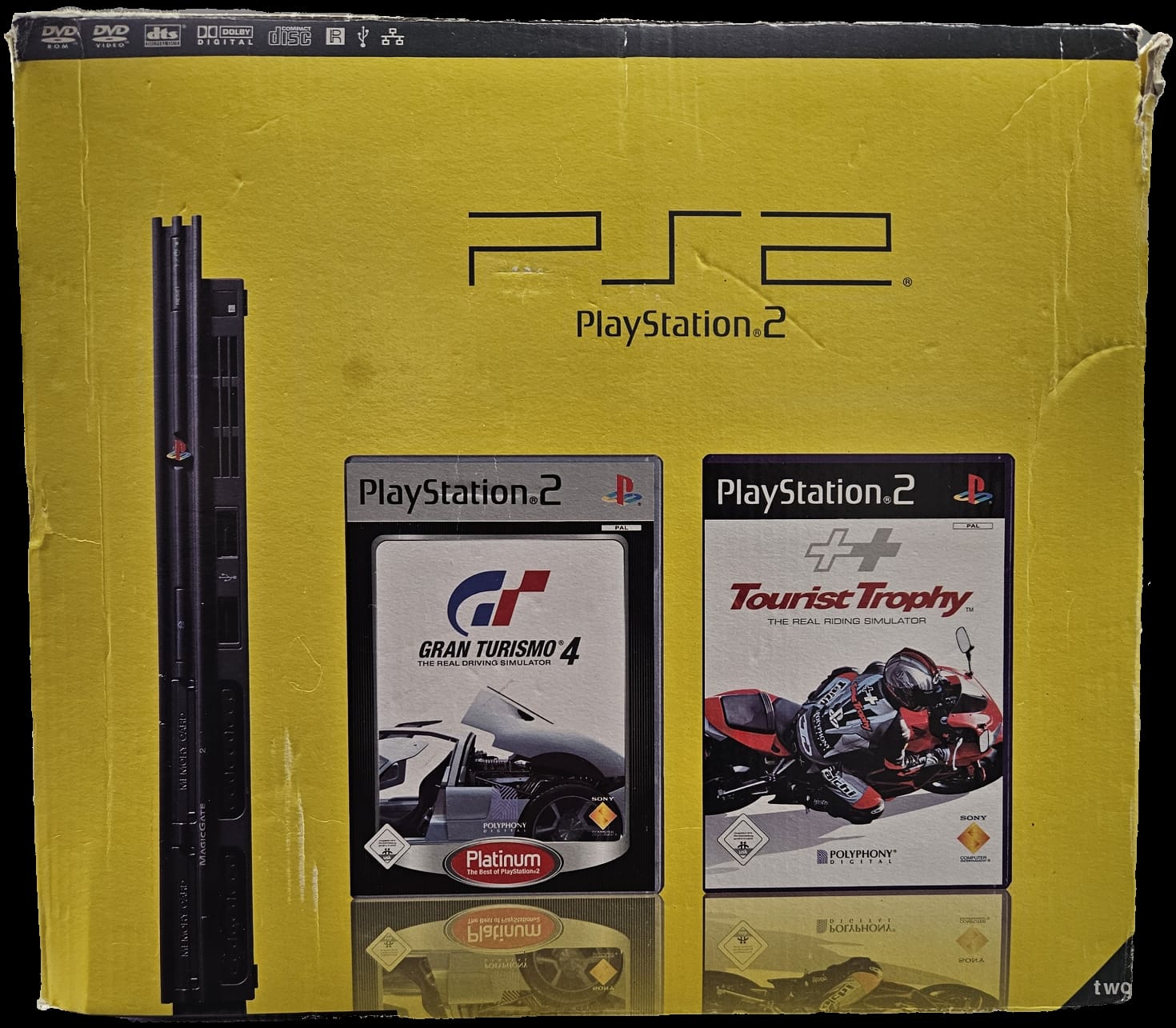 Sony Playstation 2 Slim  SCPH-77004 Black Gran Turismo 4 + Tourist Trophy Bundle