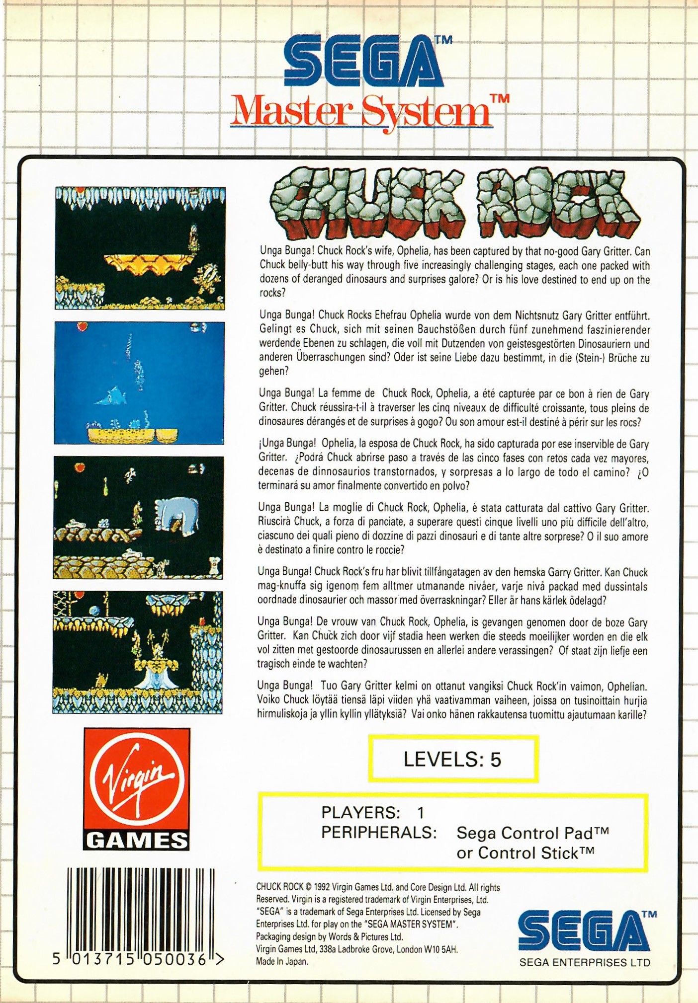 Chuck Rock Sega Master System Chuck Rock Sega Master System